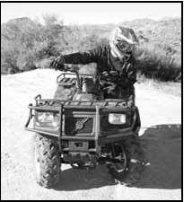 To turn the ATV, the rider must use the proper technique. Because this vehicle has a solid rear axle, both rear wheels always turn at the same speed.