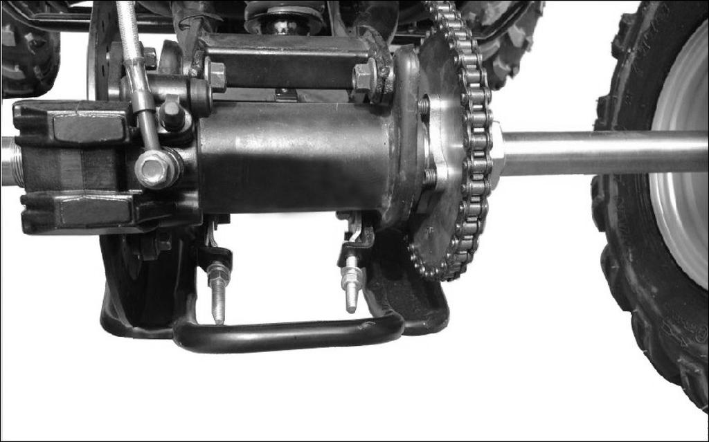 You can adjust the drive chain as the following: Adjust screws Adjust two screws clockwise to tighten the chain, and turn two screws counterclockwise to make sure the chain be loosen.