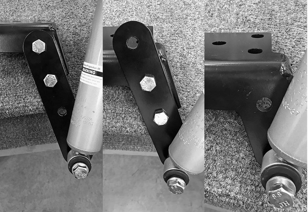 continued from preceding page a. Position a 12mm flat washer on one of the included 12mm x 1.75 x 100mm s. Bolt through the top of the shock absorber, spacer, wedge washer and the slipper box.