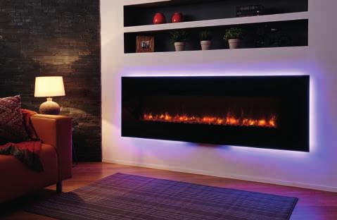 54 I SKOPE AND RADIANCE ELECTRIC FIRES Radiance 150W Glass in Black Glass Skope 70W Outset with Log & Pebble fuel effects The Gazco Electric fire collection also features the Skope and Radiance