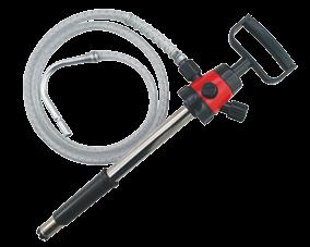 Quick connects enable the container to be filled through the pump body (without removing the lid) and also enables attachment to machinery fill points by quick connect via the pump discharge hose.