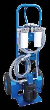 Standard features include: 25 ft electric cord reel 10um Absolute Filter 8" Filter Elements Differential Pressure Indicators Water removal pre-filter 7 ft transfer hoses with quick disconnects (3/4"