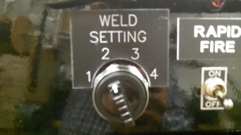WELD SETTING ADJUSTMENTS 1. With the power ON, set the WELD SETTING switch to correspond to the pin being fastened. (Note: These setting are reference starting points only.