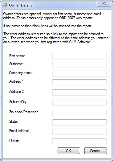 Figure 32 - Owner Details First name, surname and email address are required fields.
