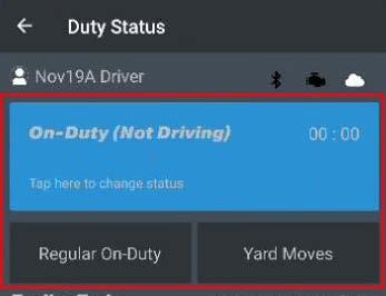 If you have Yard Moves permissions, tap On-Duty (Not Driving).