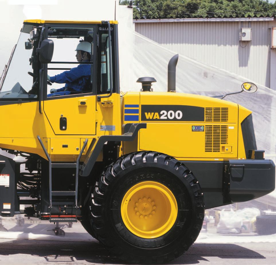 Increased Reliability Reliable Komatsu designed and manufactured components Sturdy main frame Maintenance-free, fully hydraulic, wet multiple-disc service and parking brakes Hydraulic hoses use flat
