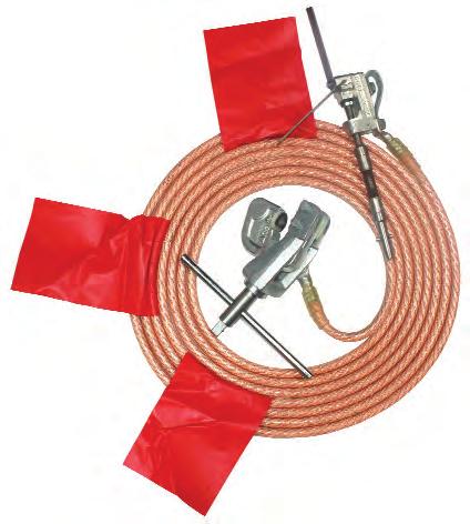 Earthing Systems Earthing systems for contact wires (non profile-free devices) Type No. 512 242 2x Earthing and short-circuiting cables with 3 red flags, 50 mm², 8500 mm long Type No.