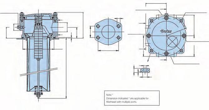 Flange SAE 2 View A-A ØQ *Optional /4 -SAE-3PSI H S P ØR W Note: Dimension indicated * are applicable for filterhead with multiple ports. Note: *on request.