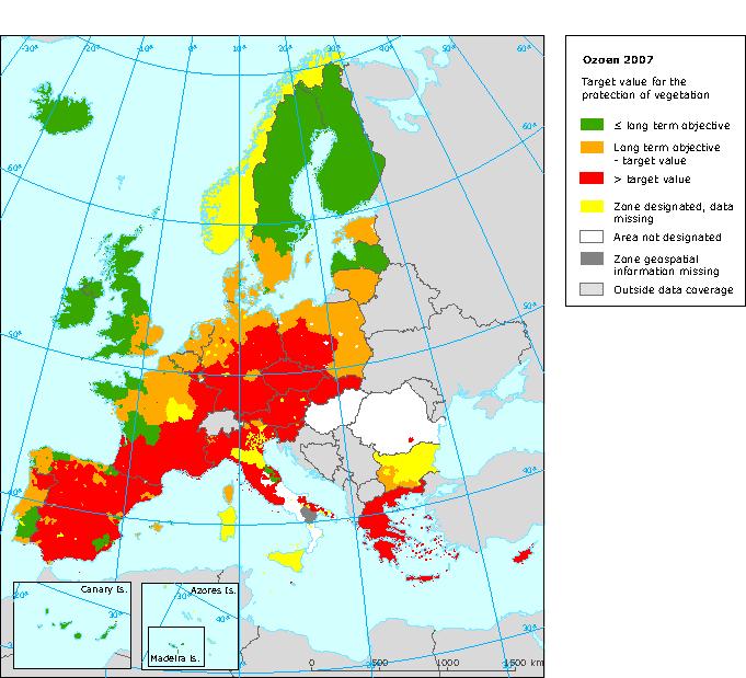 Appendix 1: Ireland Situation in Relation to Ozone Pollution As can be seen from the attached map from the EEA website, Ireland, together with Finland and Latvia are the only Member States whose