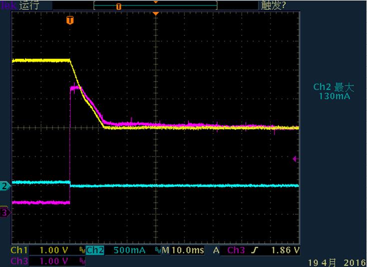 BOOST OFF waveform: CH1/CH2/CH3= Vout/Ibat/Boost 00 Version 1.0 Feb.
