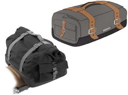 Rear bag/leather edition rear bag (NEW) Taking to the road the waterproof rear canvas bag with a capacity of 40 l offers ample space for the necessary luggage.