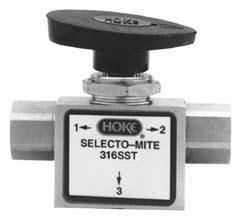 Selectomite 71 and 76 Series How to Order Standard Valves (continued) Selectomite 7177 Series Pressure to 2000 psig (138 bar) SeatsViton Washers 316 Stainless Steel Orifice Cv 1/8 Gyrolok 7177G2Y 0.