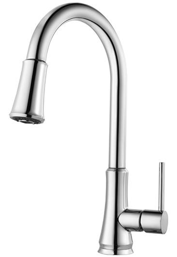 Stream, Spray and Pause Single Post Mounting Ring and 3-Hole Deckplate 1.8 gpm @ 60 psi Single Handle Pull-Out Kitchen Faucet G133-1ØCC Polished Chrome 3 $130.
