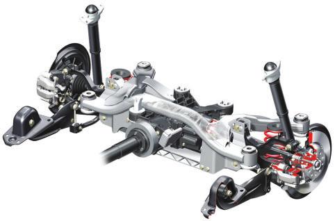 The 4motion rear axle The driven rear axle has been modified on the subframe, anti-roll bar, wheel carrier and wheel bearings.