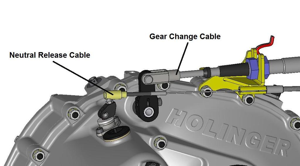 Gear Level System The following diagram shows an example of a cable mounted system which can be supplied by Holinger Engineering: Each gear shift will require the gearbox