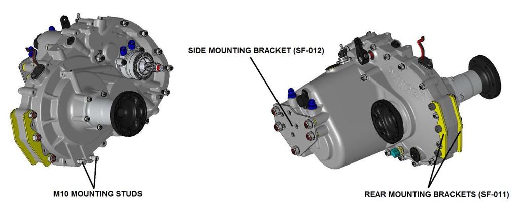 GEARBOX MOUNTS Three generic mounts are supplied with the Holinger SF, all of which can be modified to suit the mounting requirements of individual vehicles.