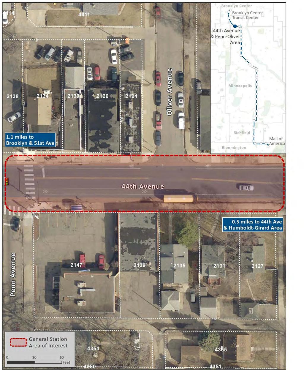 Figure 21: Recommended station location - 44th Avenue &