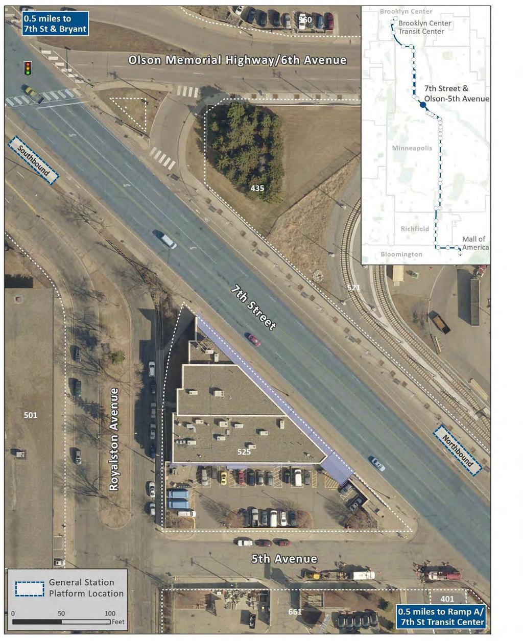 Figure 33: Recommended station location - 7th Street & Olson-5th