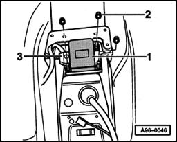 Page 43 of 75 69-74 Airbag control module -J234-, removing and installing - Disconnect battery Ground (GND) strap. - Remove front center console page 68-30.