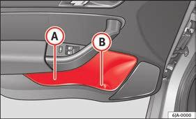 There are net pockets on the inside part of the front seats backrests Fig. 157. These pockets are designed to hold lightweight objects such as a mobile phone or an mp3 player.