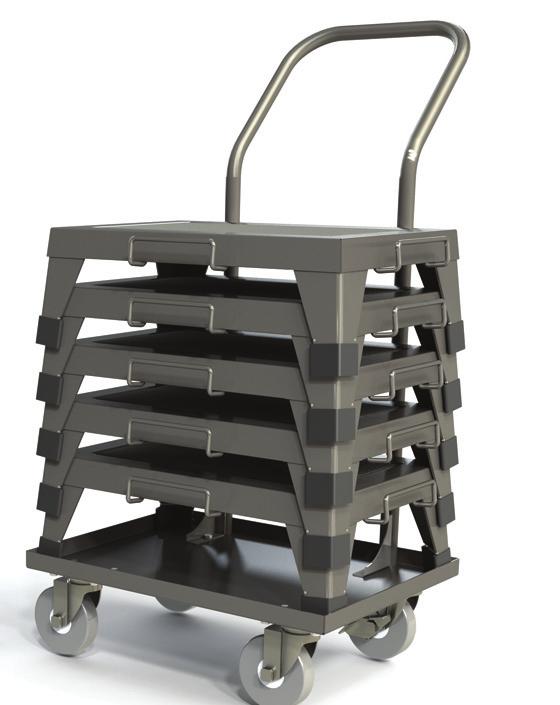 Optional Feature Easy-roll transport cart with 4 swiveling casters (2 locking), available for Single Step Stools. (Can hold up to 5 Single Step Stools).
