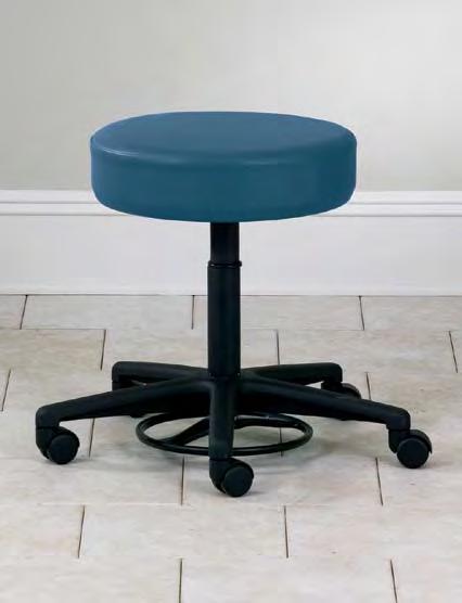 SPECIALTY SEATING FEATURES Contemporary styling 5-leg cast aluminum base Soft Feel poly foam padding Soft roll, dual wheel, hooded casters Pneumatic cylinder height adjustment Maximum load