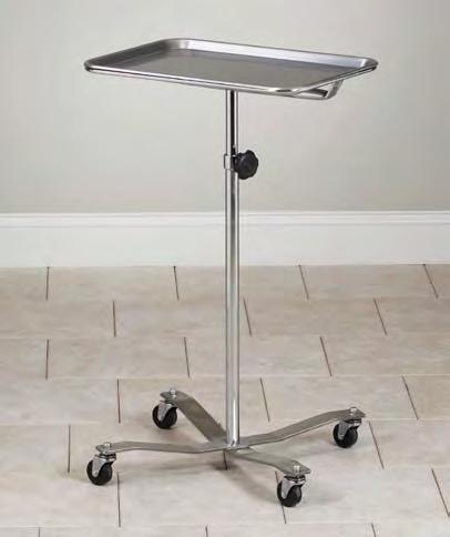 Stainless Steel Models MS-23 18" 22" 31" 50" MS-27 24" 31" 50" MS-29 23" 33" 49" 26 * Single Post Stainless Steel Mayo Stand Stainless steel frame and base Tip style position base Removable
