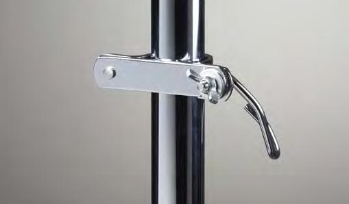 Hooks Chrome plated with 2-hook positions Clamps to pole with thumb screws, no universal clamp needed