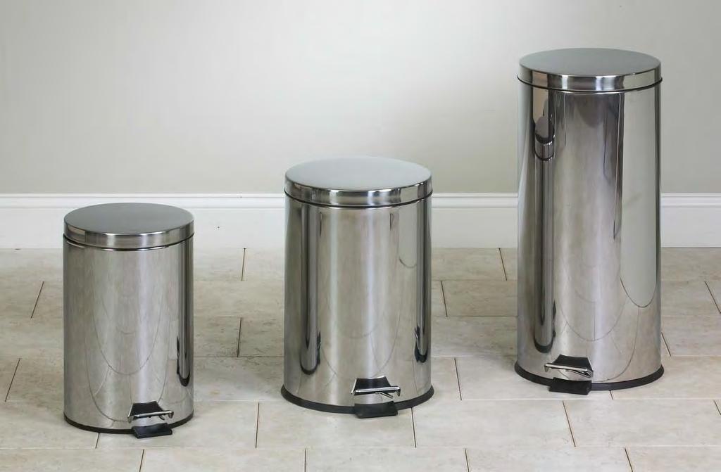 ROUND SERIES WASTE RECEPTACLES FEATURES Round steel outer shell in your choice of stainless steel or 3 enamel finishes Step-on foot