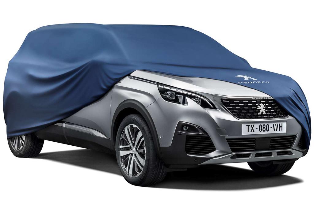 Protection - external protection / PROTECTIVE COVER PROTECTIVE COVER FOR INDOOR PARKING Made in high-quality fabric, this breathable made to measure cover will effectively protect your New Peugeot