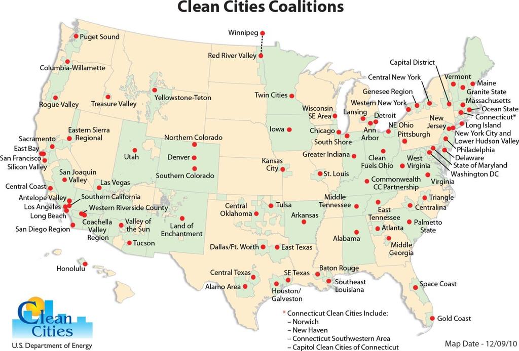 Clean Cities Today 87 active coalitions in 45 states 775,000 AFVs using