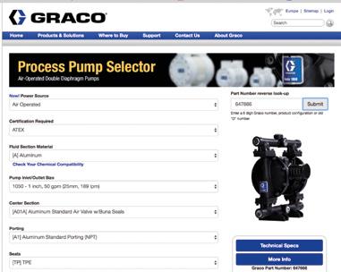GRACO Process Selector Tools Graco pump selectors are designed to make pump selection