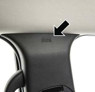 2. Supplemental Side Air Bag Inflatable Curtains (SABICs): Located above the side windows. The trim covering the SABICs is labeled SRS AIRBAG or AIRBAG.