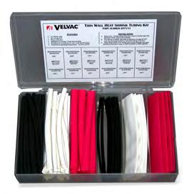 HEAT-SHRINK TUBING Heat-Shrink Tubing Kits Convenient, pre-packaged tubing assortments save time by keeping popular sized tubing in 6" lengths close at hand Durable, see-through plastic cases with
