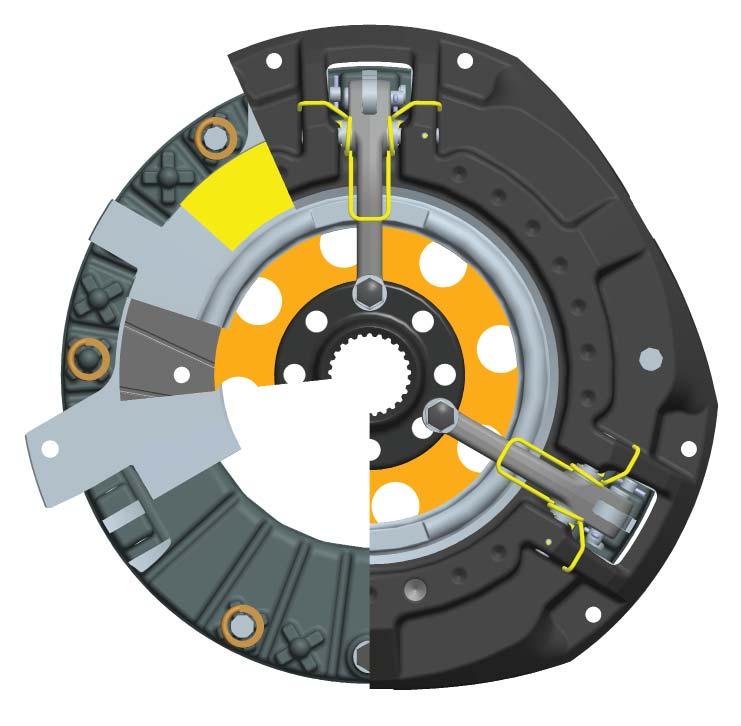 Combined clutch for tractors (special design) 0 0. Cover housing. P.T.O. pressure plate.