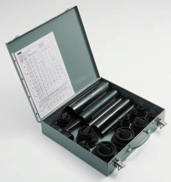 FAG tools for mounting of rolling bearings Mounting tool set FITTING-TOOL-STEEL-10-50 for cylindrical bearing seats FAG mounting tool set FITTING-TOOL-STEEL-10-50 The mounting tool set