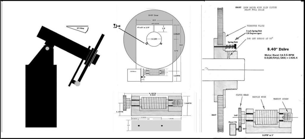Below are the diagram for the Mathis 8.40" drive and my new setup drawings for the mount.