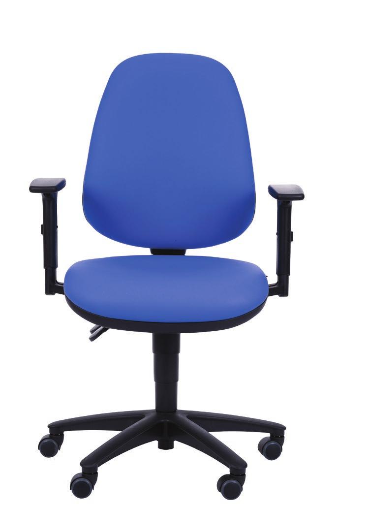We offer this particular version with a high backrest and an option of no, fixed or adjustable armrests.