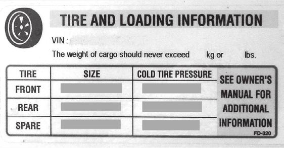 Tire and weight tags shown on this page are illustrations only. The tags attached to your trailer will have actual values applicable to your trailer.