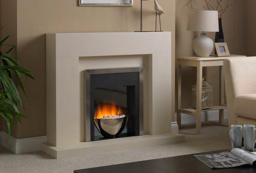 LAZIO CADENZA White pebbles as standard, logs & embers as a cost option Smooth or a textured paint finish