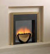 Depth 145mm Coal, white pebbles or glass beads as standard, logs & embers