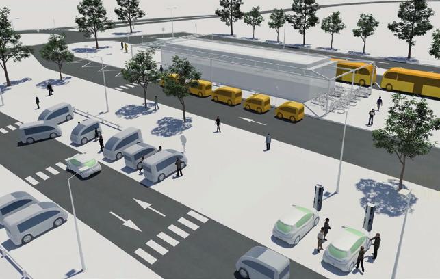 FOUR INTERMODAL STATIONS TO RELIEVE TRAFFIC PRES 1 Intermodal station 1 Reserved lanes Connected and autonomous vehicles