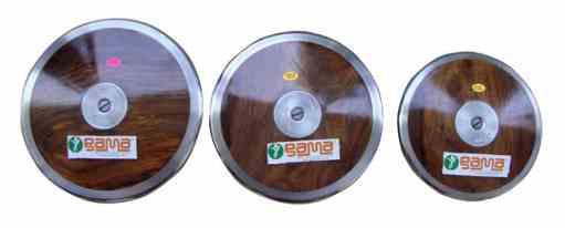 Discus GAAT-008 Discus Wooden DISCUS Wooden with Steel Rim Made of Superior Hard Wood Counter Balanced with weight and strong steel rim.