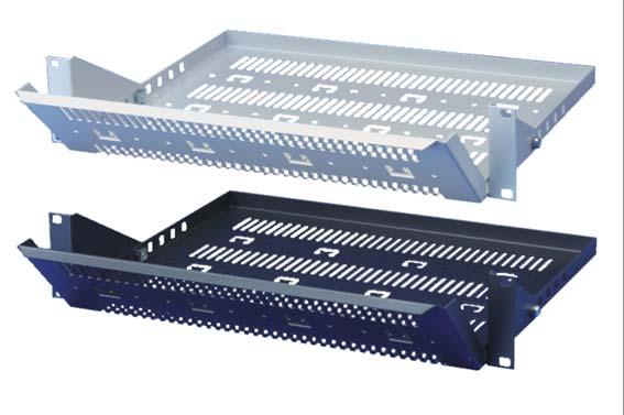 17 01604007 19" cable tray, 2 U Load-carrying capacity 15 kg Installation height 2 U Depth adjustable in 25 mm grid increments, forward protrusion min. 91 mm, max.