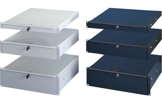 19" drawer Height 1, 2 or 3 U Static load-carrying capacity 15 kg Optional writing surface ((assembled)) 1 1 19" drawer with lock (2 keys) 1 2 Assembly kit 412 450 403 439 H 00506009 Height H Height