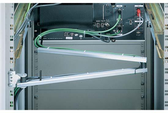 Cable support For cable support on pull-out devices and chassis Cable fixing with cable ties 2 versions: Cable support with return spring for a uniform cabling matched to the extraction movements
