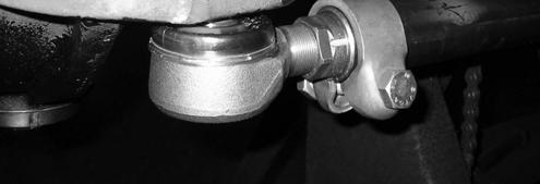 Toein is increased by unscrewing the adjuster from the tie rod itself. The correct setting is 1/16" ± 1/16" toe-in.