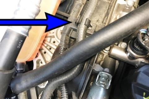 This PCV hose should end up roughly 11" (+/- 1") long. Lubricate the OEM fitting barbs. Firmly push and fully seat the OEM fitting to the PCV hose.