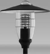 Upper bowl section has an internal cap to direct light downwards Accepts up to w SON/MH lamps Fits onto 6mm tube; 6mm length spigot where applicable Integral control gear in base Supplied as standard