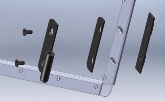 12). Opposite hinges are used on the same side to